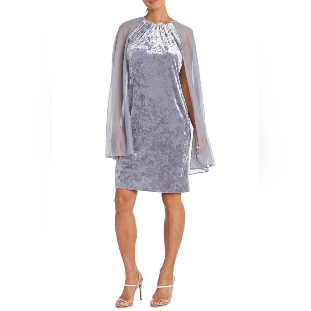 RM Richards Velvet Embellished Evening Cape Dress (2663)